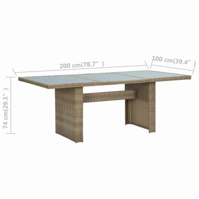 vidaXL ガーデンテーブル 200x100x74cm ガラス&ポリラタン製 ブラウン家具 アウトドア家具 アウトドアテーブル(代引不可)【送料無料】_5