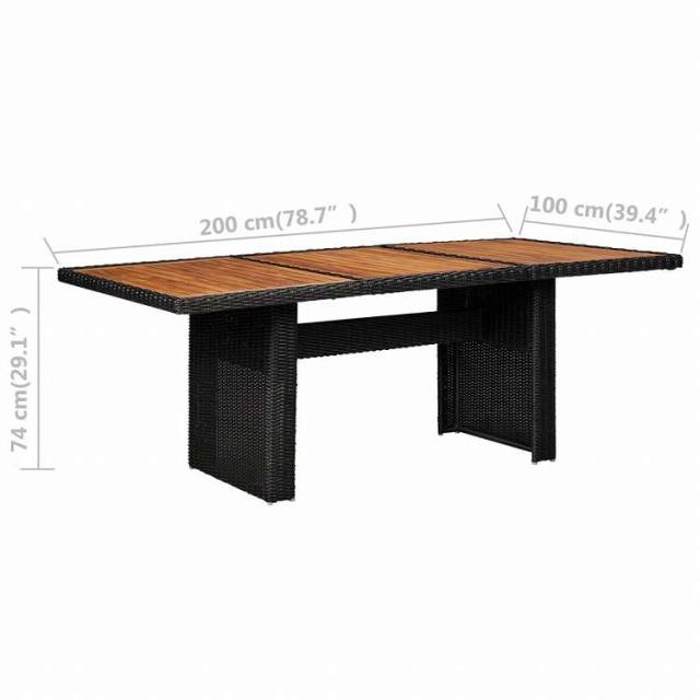 vidaXL ガーデンテーブル 200x100x74cm ポリラタン製 ブラック家具 アウトドア家具 アウトドアテーブル(代引不可)【送料無料】_5