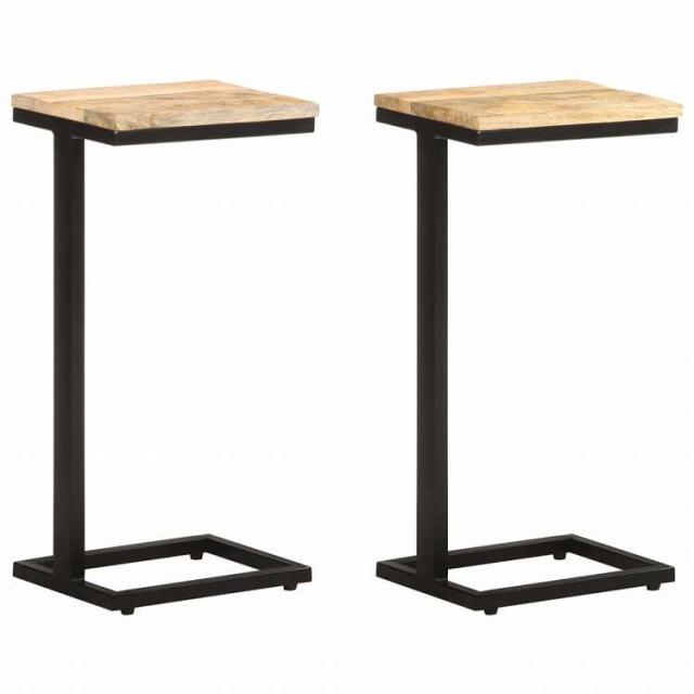 vidaXL サイドテーブル 2点セット 31.5x24.5x64.5cm マンゴーウッド(粗目)家具 テーブル アクセントテーブル エンドテーブル(代引不可)【送料無料】