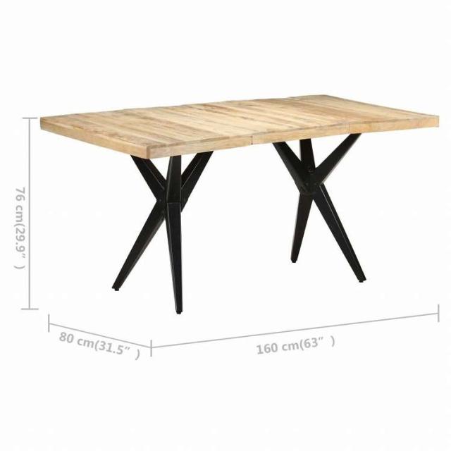 vidaXL ダイニングテーブル 160x80x76 cm マンゴーウッド (粗目)家具 テーブル キッチン・ダイニングルームテーブル(代引不可)【送料無料】_6