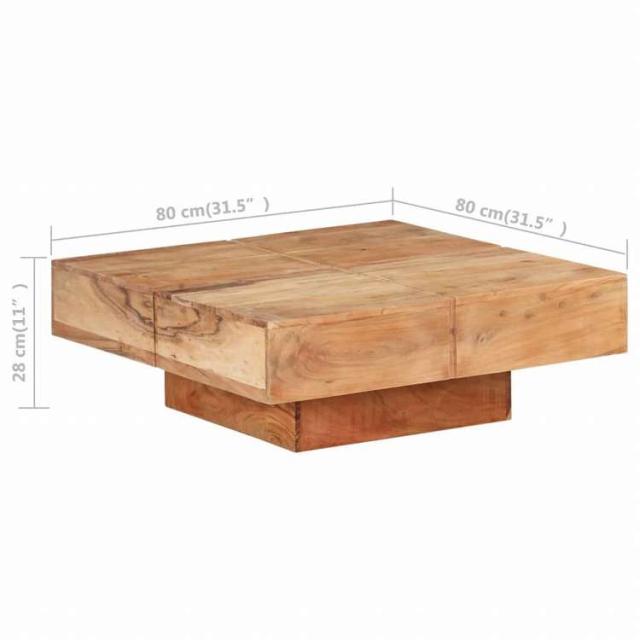 vidaXL コーヒーテーブル 80x80x28 cm アカシア無垢材家具 テーブル アクセントテーブル コーヒーテーブル(代引不可)【送料無料】