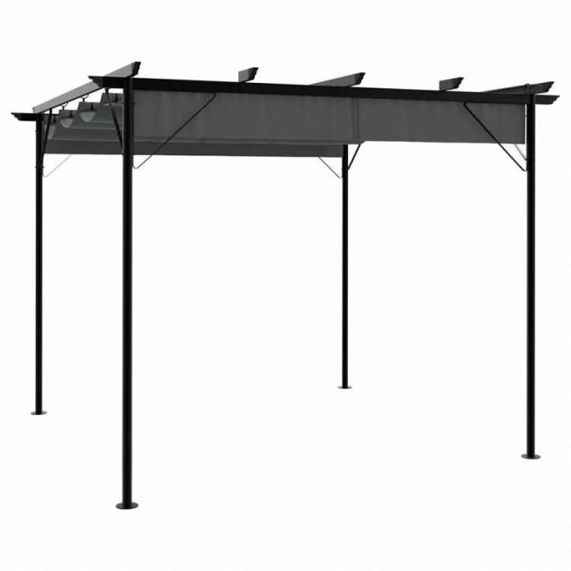 vidaXL パーゴラ 開閉式ルーフ付き アントラシート 3x3 m スチール 180 g/m2ホーム&ガーデン 芝&ガーデン アウトドアリビング アウトドアストラクチャー ガーデンアーチ(代引不可)【送料無料】