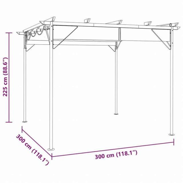 vidaXL パーゴラ 開閉式ルーフ付き アントラシート 3x3 m スチール 180 g/m2ホーム&ガーデン 芝&ガーデン アウトドアリビング アウトドアストラクチャー ガーデンアーチ(代引不可)【送料無料】_5