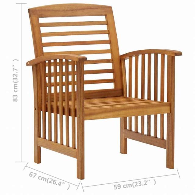 vidaXL ガーデンチェア 2点 アカシア無垢材家具 アウトドア家具 屋外椅子 アウトドアベンチチェア(代引不可)【送料無料】_7