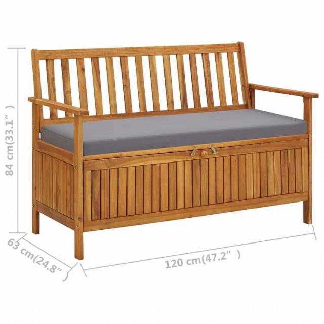 vidaXL ガーデン収納ベンチ 120cm アカシア無垢材家具 アウトドア家具 屋外椅子 アウトドアベンチ(代引不可)【送料無料】_8