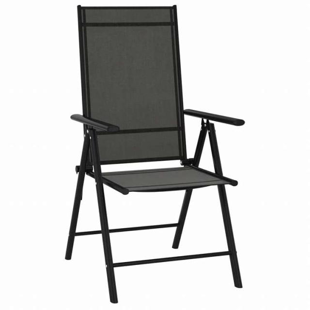 vidaXL 折りたたみガーデンバーチェア 6点 ブラック 合成繊維家具 アウトドア家具 屋外椅子 アウトドアベンチチェア(代引不可)【送料無料】_1
