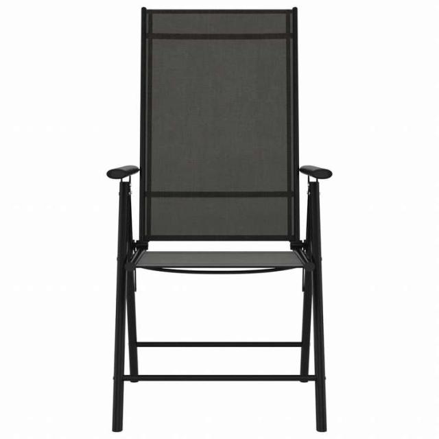 vidaXL 折りたたみガーデンバーチェア 6点 ブラック 合成繊維家具 アウトドア家具 屋外椅子 アウトドアベンチチェア(代引不可)【送料無料】_2