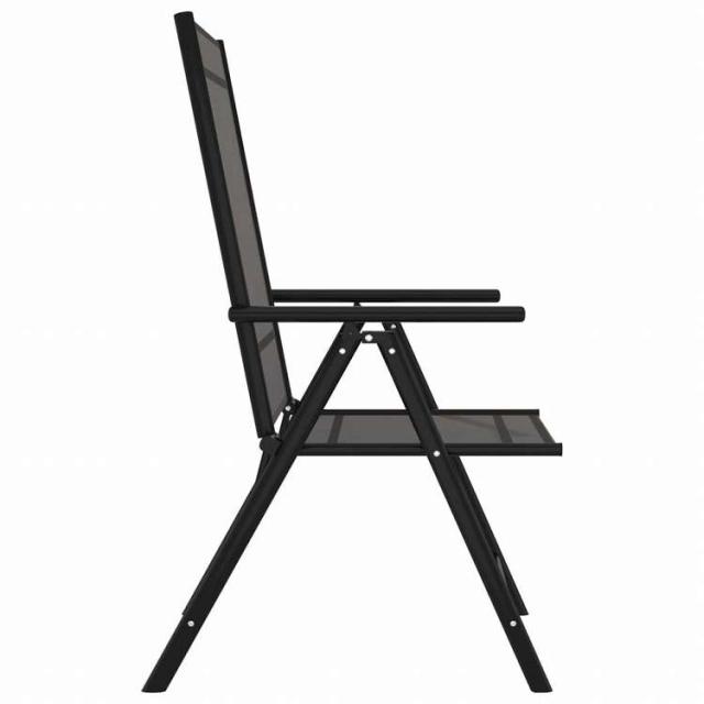 vidaXL 折りたたみガーデンバーチェア 6点 ブラック 合成繊維家具 アウトドア家具 屋外椅子 アウトドアベンチチェア(代引不可)【送料無料】_3