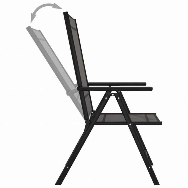vidaXL 折りたたみガーデンバーチェア 6点 ブラック 合成繊維家具 アウトドア家具 屋外椅子 アウトドアベンチチェア(代引不可)【送料無料】_5