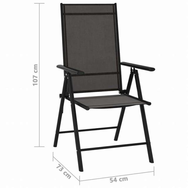 vidaXL 折りたたみガーデンバーチェア 6点 ブラック 合成繊維家具 アウトドア家具 屋外椅子 アウトドアベンチチェア(代引不可)【送料無料】_7