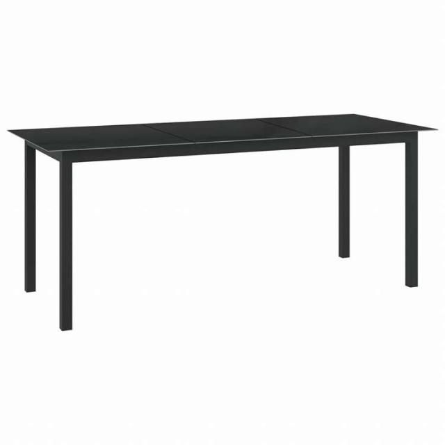 vidaXL ガーデンテーブル ブラック 190x90x74cm アルミ&ガラス製家具 アウトドア家具 アウトドアテーブル(代引不可)【送料無料】