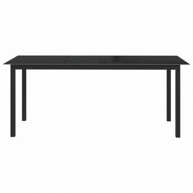 vidaXL ガーデンテーブル ブラック 190x90x74cm アルミ&ガラス製家具 アウトドア家具 アウトドアテーブル(代引不可)【送料無料】_1