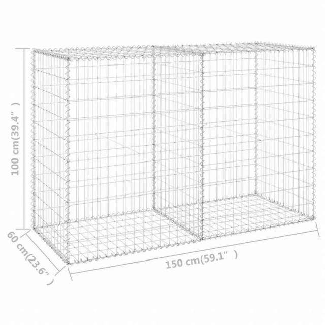 vidaXL ガビオンウォール カバー付き 亜鉛メッキ鋼製 150x60x100cmハードウェア フェンス&バリア フェンスパネル(代引不可)【送料無料】_6