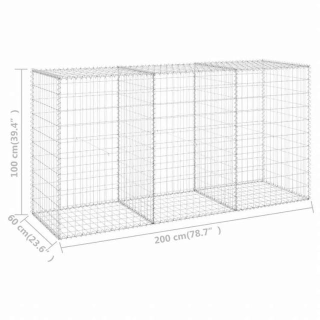 vidaXL ガビオンウォール カバー付 亜鉛メッキ鋼板製 200 x 60 x 100 cmハードウェア フェンス&バリア フェンスパネル(代引不可)【送料無料】_6