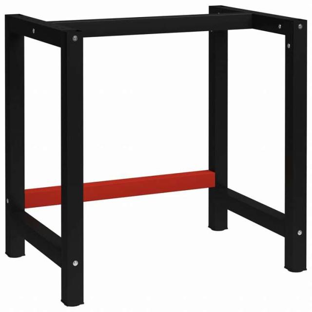 vidaXL ワークベンチ用フレーム 金属製 80x57x79cm ブラック&amp;レッド家具 テーブル用品 テーブル脚(代引不可)【送料無料】