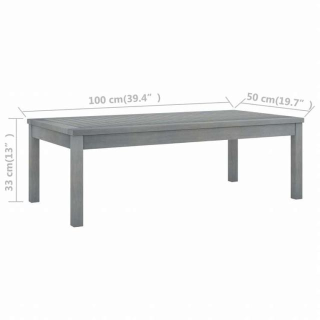 vidaXL コーヒーテーブル 100 x 50 x 33 cm アカシア無垢材 グレー家具 アウトドア家具 アウトドアテーブル(代引不可)【送料無料】_5