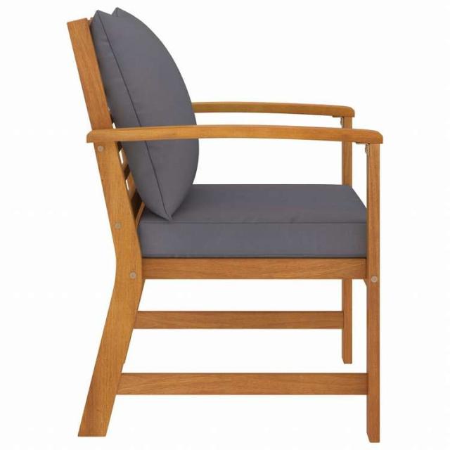 vidaXL ガーデンチェア 2点 ダークグレークッション付き アカシア無垢材家具 アウトドア家具 屋外椅子 アウトドアベンチチェア(代引不可)【送料無料】_2