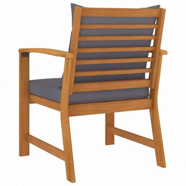 vidaXL ガーデンチェア 2点 ダークグレークッション付き アカシア無垢材家具 アウトドア家具 屋外椅子 アウトドアベンチチェア(代引不可)【送料無料】_3