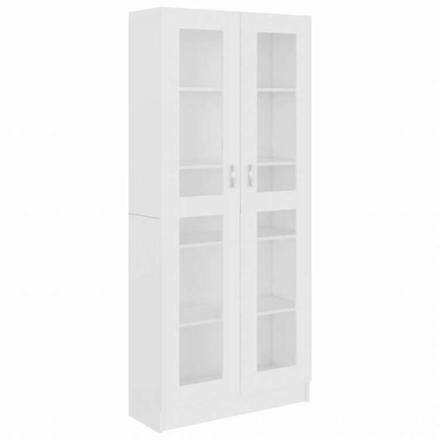 vidaXL ガラスキャビネット ホワイト 82.5x30.5x185.5cm エンジニアリングウッド家具 棚 本棚・オープンラック(代引不可)【送料無料】_1