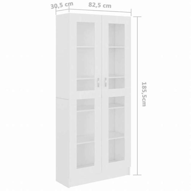 vidaXL ガラスキャビネット ホワイト 82.5x30.5x185.5cm エンジニアリングウッド家具 棚 本棚・オープンラック(代引不可)【送料無料】_7