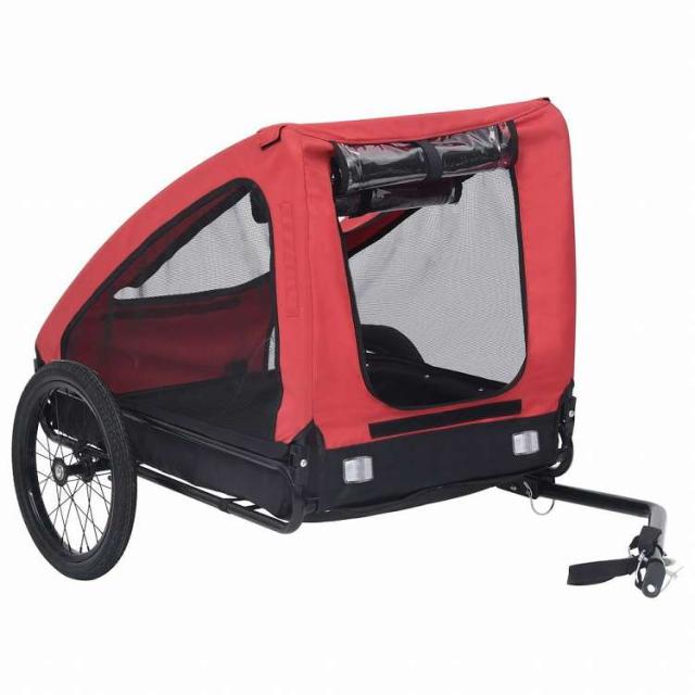 vidaXL 自転車用ペットトレーラー レッド&ブラックAnimals & Pet 