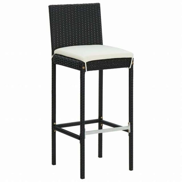 vidaXL ガーデンバースツール 4点 クッション付き ポリラタン製 ブラック家具 アウトドア家具 屋外椅子 アウトドアベンチチェア(代引不可)【送料無料】_1