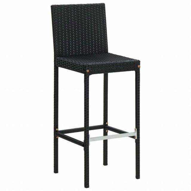 vidaXL ガーデンバースツール 4点 クッション付き ポリラタン製 ブラック家具 アウトドア家具 屋外椅子 アウトドアベンチチェア(代引不可)【送料無料】_2