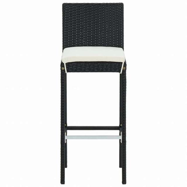 vidaXL ガーデンバースツール 4点 クッション付き ポリラタン製 ブラック家具 アウトドア家具 屋外椅子 アウトドアベンチチェア(代引不可)【送料無料】_3