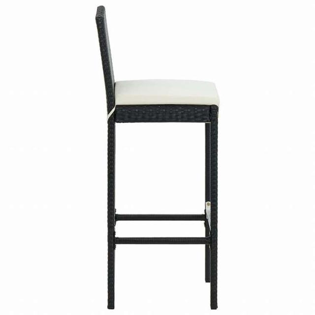 vidaXL ガーデンバースツール 4点 クッション付き ポリラタン製 ブラック家具 アウトドア家具 屋外椅子 アウトドアベンチチェア(代引不可)【送料無料】_4