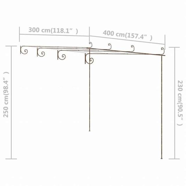 vidaXL ガーデンパーゴラ アンティークブラウン 4x3x2.5m 鉄製ホーム&ガーデン 芝&ガーデン アウトドアリビング アウトドアストラクチャー ガーデンアーチ・トレリス・アーバー・ぺルゴラ(代引_6