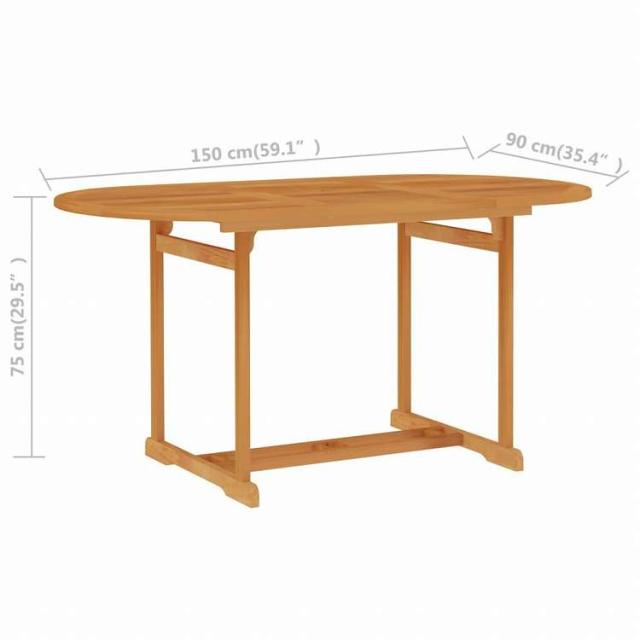 vidaXL ガーデンテーブル 150x90x75cm チーク無垢材家具 アウトドア家具 アウトドアテーブル(代引不可)【送料無料】_5