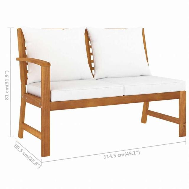 vidaXL ガーデンラウンジ4点セット クリームクッション付き アカシア無垢材家具 アウトドア家具 屋外家具セット(代引不可)【送料無料】_10