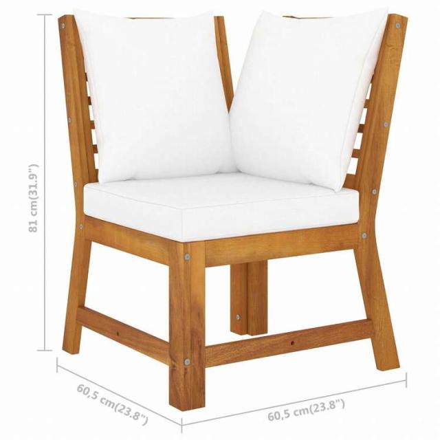 vidaXL ガーデンラウンジ4点セット クリームクッション付き アカシア無垢材家具 アウトドア家具 屋外家具セット(代引不可)【送料無料】_11