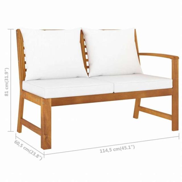 vidaXL ガーデンラウンジ4点セット クリームクッション付き アカシア無垢材家具 アウトドア家具 屋外家具セット(代引不可)【送料無料】_9