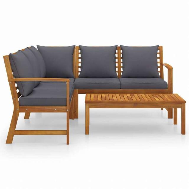 vidaXL ガーデンラウンジ4点セット クッション付き アカシア無垢材家具 アウトドア家具 屋外家具セット(代引不可)【送料無料】_2