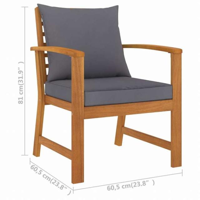 vidaXL ガーデンラウンジ5点セット クッション付き アカシア無垢材家具 アウトドア家具 屋外家具セット(代引不可)【送料無料】_7