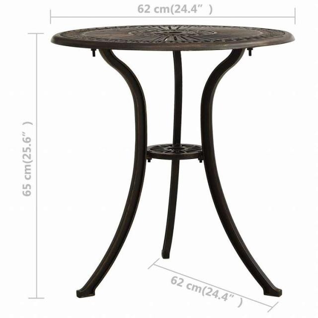 vidaXL ガーデンテーブル 62x62x65cm アルミ鋳物 ブロンズ家具 アウトドア家具 アウトドアテーブル(代引不可)【送料無料】_5