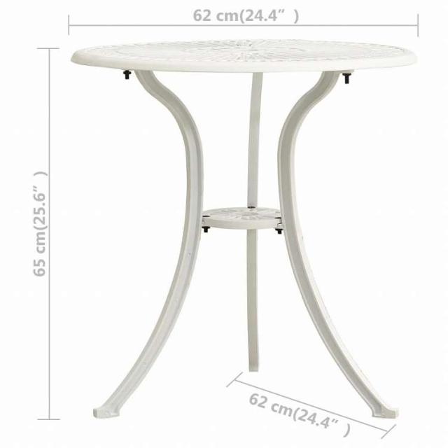 vidaXL ガーデンテーブル 62x62x65cm アルミ鋳物 ホワイト家具 アウトドア家具 アウトドアテーブル(代引不可)【送料無料】_5