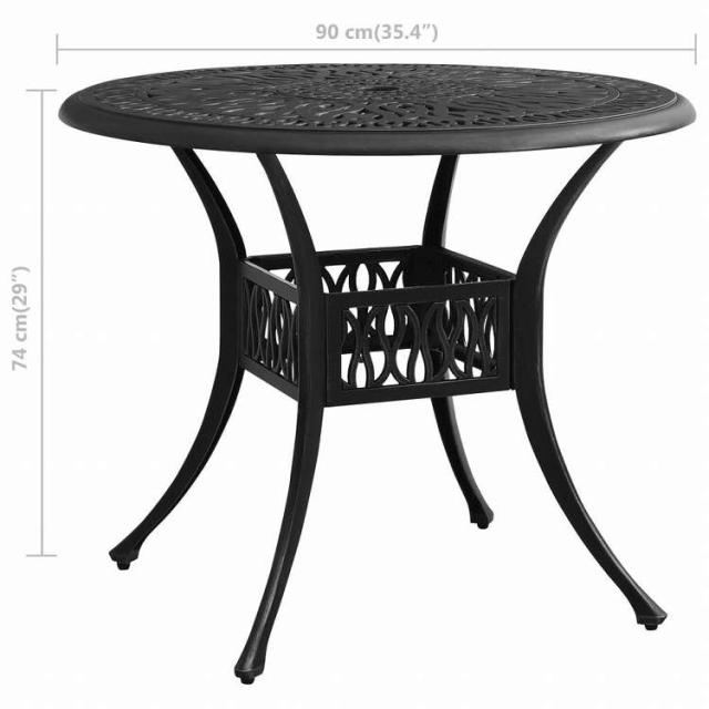 vidaXL ガーデンテーブル 90x90x74cm アルミ鋳物 ブラック家具 アウトドア家具 アウトドアテーブル(代引不可)【送料無料】_5