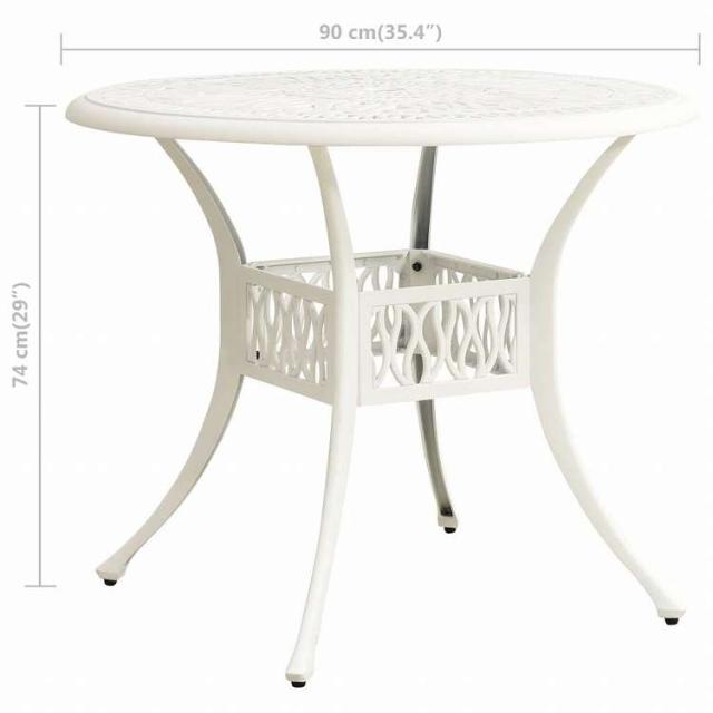 vidaXL ガーデンテーブル 90x90x74cm アルミ鋳物 ホワイト家具 アウトドア家具 アウトドアテーブル(代引不可)【送料無料】_5