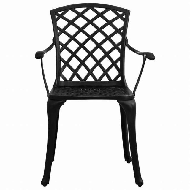 vidaXL ビストロ 3点セット アルミ鋳物 ブラック家具 アウトドア家具 屋外家具セット(代引不可)【送料無料】_2