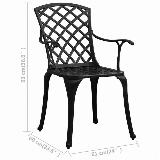 vidaXL ビストロ 3点セット アルミ鋳物 ブラック家具 アウトドア家具 屋外家具セット(代引不可)【送料無料】_7