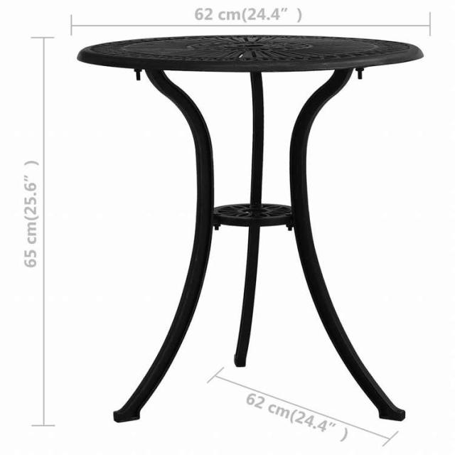 vidaXL ビストロ 3点セット アルミ鋳物 ブラック家具 アウトドア家具 屋外家具セット(代引不可)【送料無料】_8
