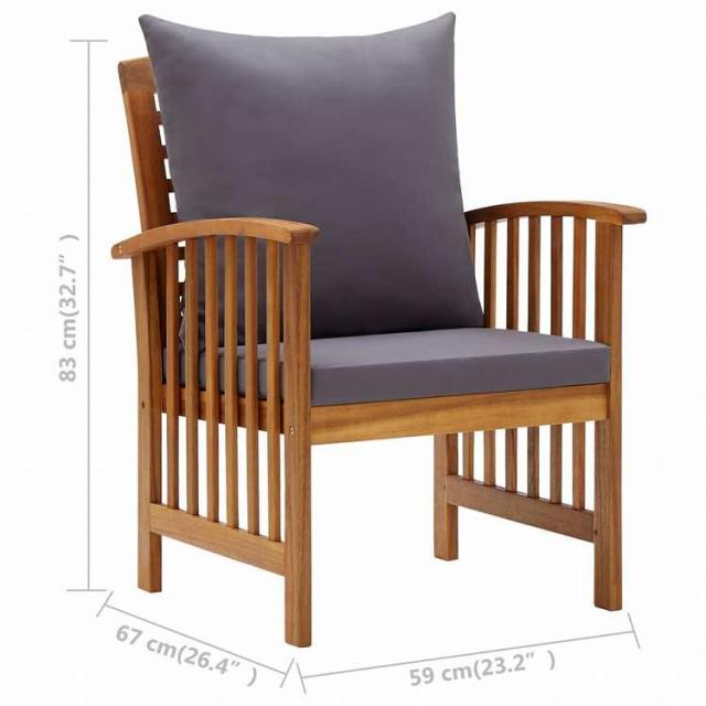 vidaXL ガーデンラウンジ5点セット クッション付き アカシア無垢材家具 アウトドア家具 屋外家具セット(代引不可)【送料無料】_9