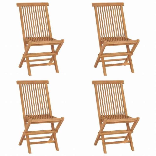 vidaXL 折りたたみガーデンチェア 4点 チーク無垢材家具 アウトドア家具 屋外椅子 アウトドアベンチチェア(代引不可)【送料無料】