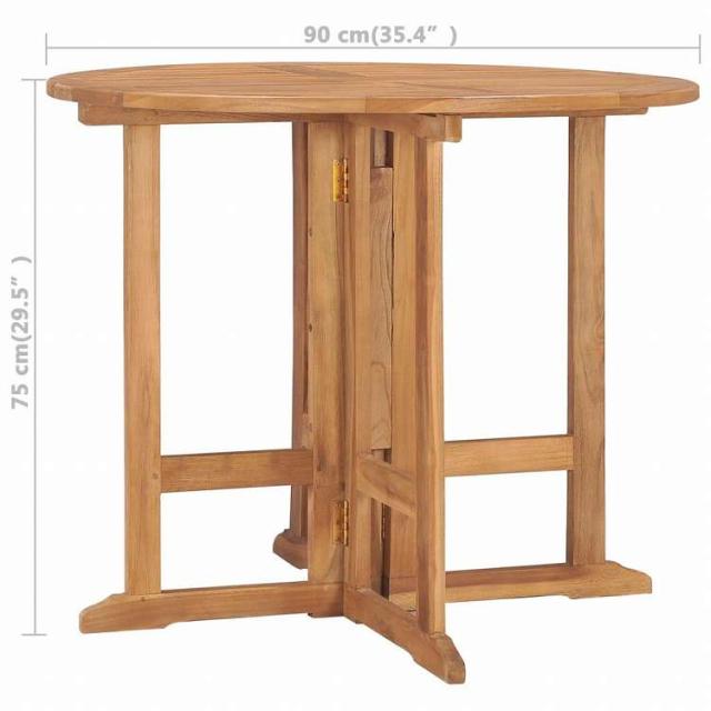 vidaXL 折りたたみ式ガーデンダイニングテーブル O90x75 cm チーク無垢材家具 アウトドア家具 アウトドアテーブル(代引不可)【送料無料】_6
