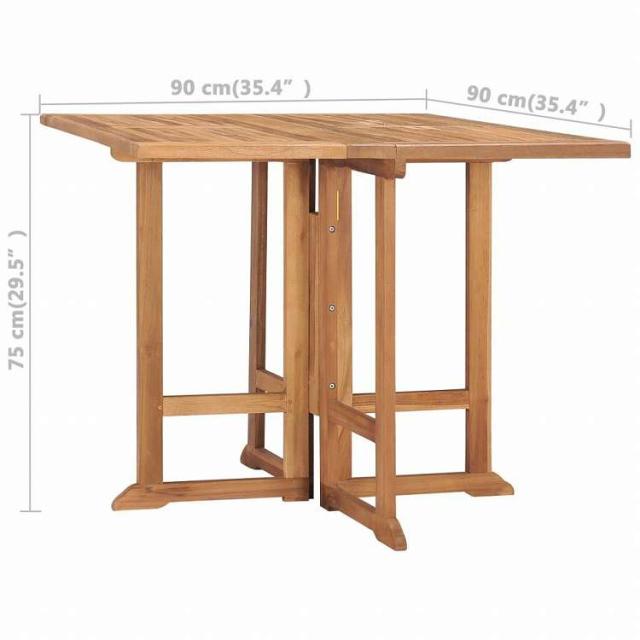 vidaXL 折りたたみガーデンダイニングテーブル 90x90x75 cm チーク無垢材家具 アウトドア家具 アウトドアテーブル(代引不可)【送料無料】_6