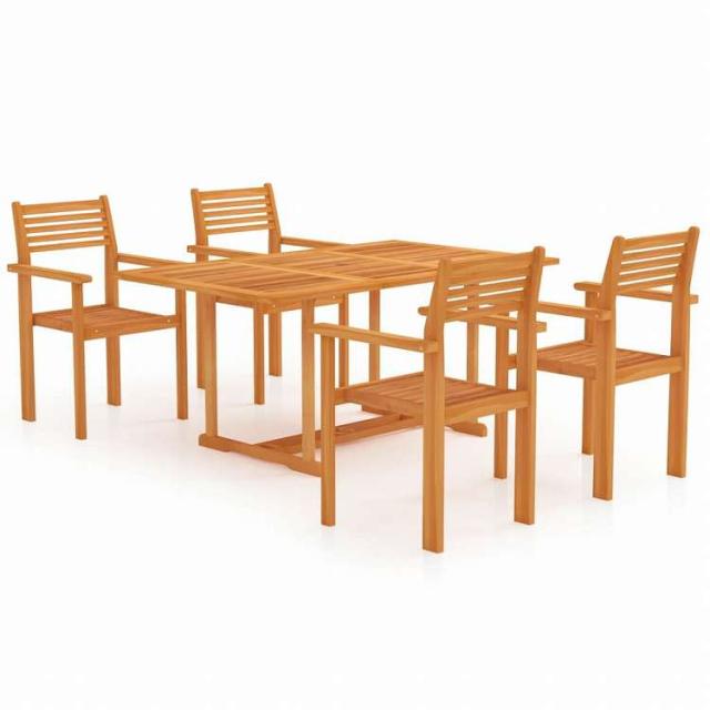 vidaXL ガーデンダイニング5点セット チーク無垢材家具 アウトドア家具 屋外家具セット(代引不可)【送料無料】_1