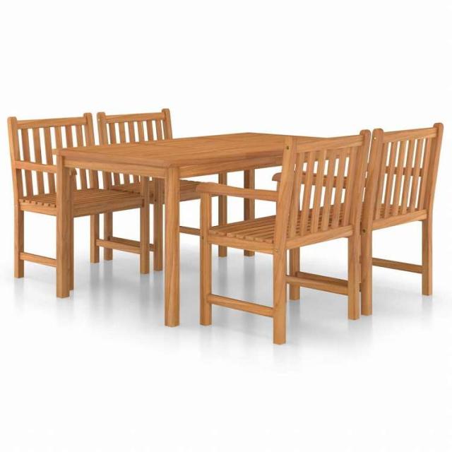 vidaXL ガーデンダイニングセット 5点 チーク無垢材 (44997+2x43250)家具 アウトドア家具 屋外家具セット(代引不可)【送料無料】_1