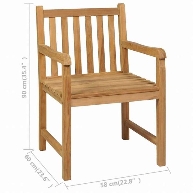vidaXL ガーデンダイニングセット 5点 チーク無垢材 (44997+2x43250)家具 アウトドア家具 屋外家具セット(代引不可)【送料無料】_12